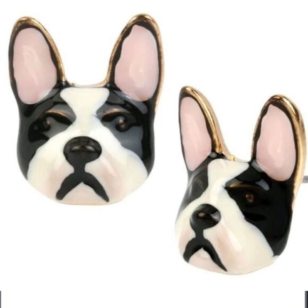 Betsey Johnson Stylish Dog Earrings - Black and White
